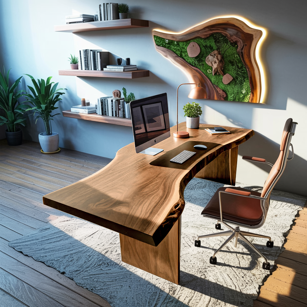 Modern Organic Curved Office Desk For Executive Or Creative Workspace