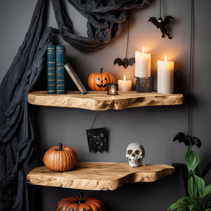 Farmhouse Solid Wood Shelf For Furniture Decor With Halloween Storage