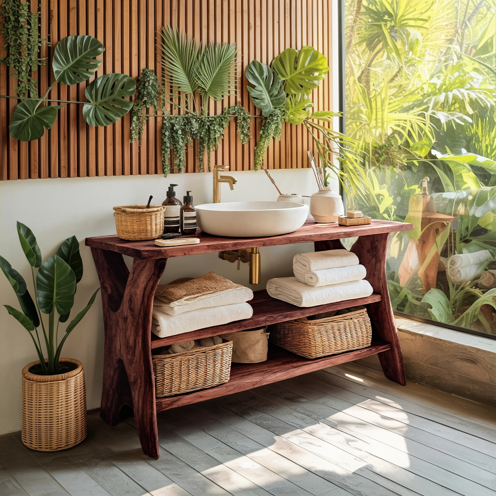 Handcrafted Live Edge Vanity For Bathroom Functionality