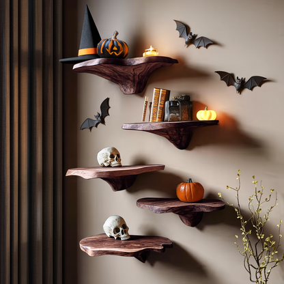 Handcrafted Wooden Mushroom Shelf Halloween Furniture Design