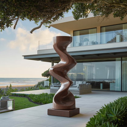 Rustic Solid Wood Abstract Sculpture For Patio Design