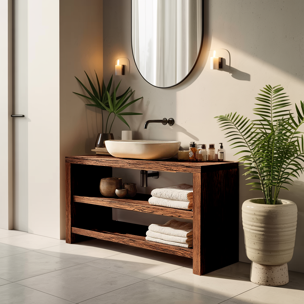 Farmhouse Wooden Vanity For Cozy Bathroom Spaces