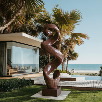 Rustic Large Twisted Spiral Floor Art For Office Decor