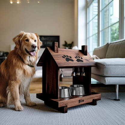Farmhouse Style Dog Food Bowl Stand For Kitchen
