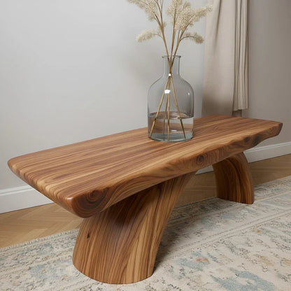 Curved Bench in Natural Solid Wood – Soft Arc Edition - Rustirawood
