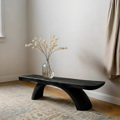 Curved Bench in Natural Solid Wood – Soft Arc Edition - Rustirawood