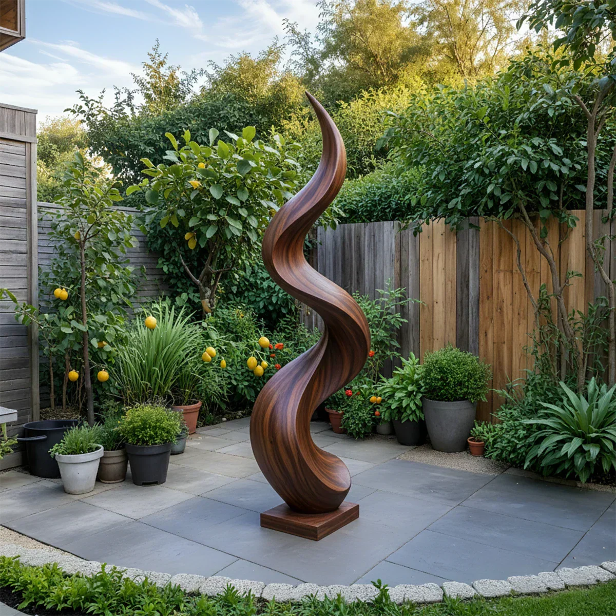 Handcrafted Natural Wood Abstract Sculpture – Modern Curved Art - Rustirawood