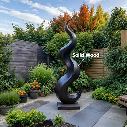 Handcrafted Solid Wood Abstract Sculpture – Tall Wave Form - Rustirawood