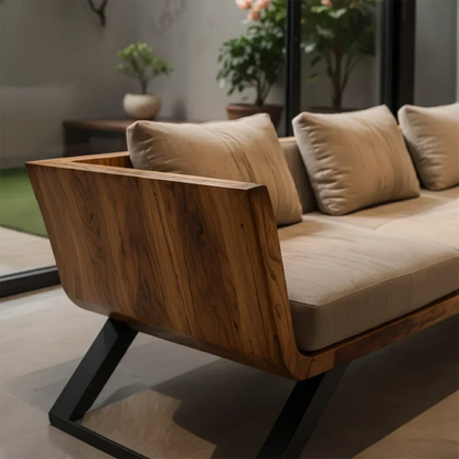 Handcrafted Solid Wood Cotton Sofa – Modern Minimalist Comfort - Rustirawood