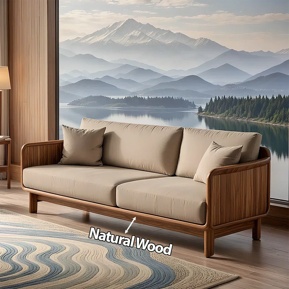 Handcrafted Solid Wood Cotton Sofa – Rustic Minimalist Design - Rustirawood