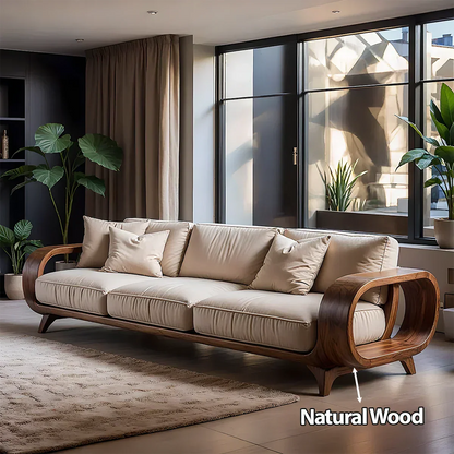 Handcrafted Solid Wood Cotton Sofa – Rustic Modern Living - Rustirawood