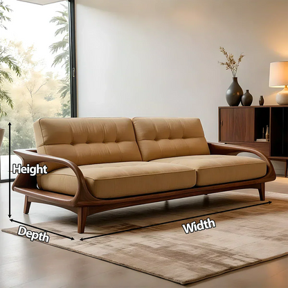 Handcrafted Solid Wood Cotton Sofa – Rustic Modern Lounge Design - Rustirawood