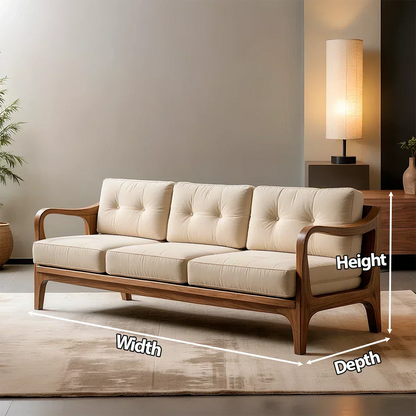 Handcrafted Solid Wood Cotton Sofa – Rustic Modern Minimalist - Rustirawood