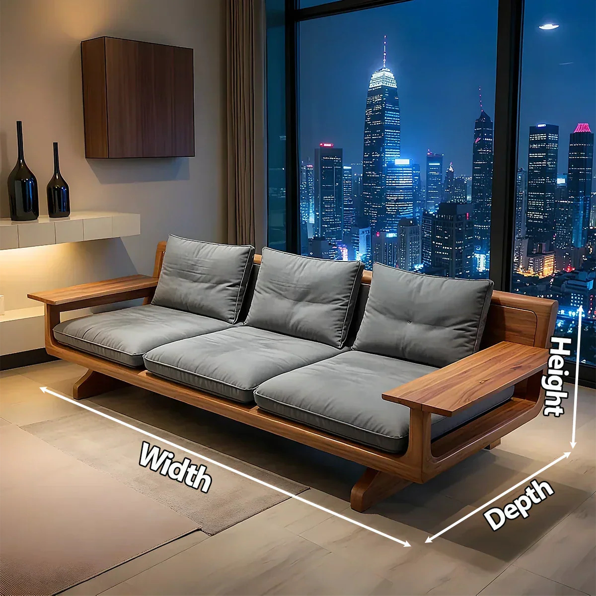Handcrafted Solid Wood Cotton Sofa – Rustic Modern Minimalist - Rustirawood