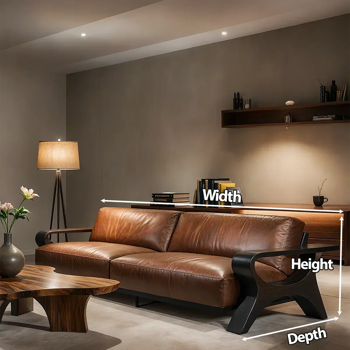 Handcrafted Solid Wood Leather Sofa – Modern Rustic Elegance - Rustirawood