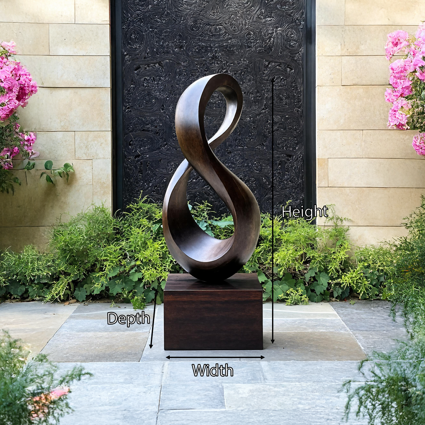 Farmhouse Large Wooden Sculpture For Living Room Accent