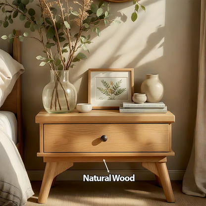 Lightwood Japandi Single-Drawer Nightstand - Rustirawood