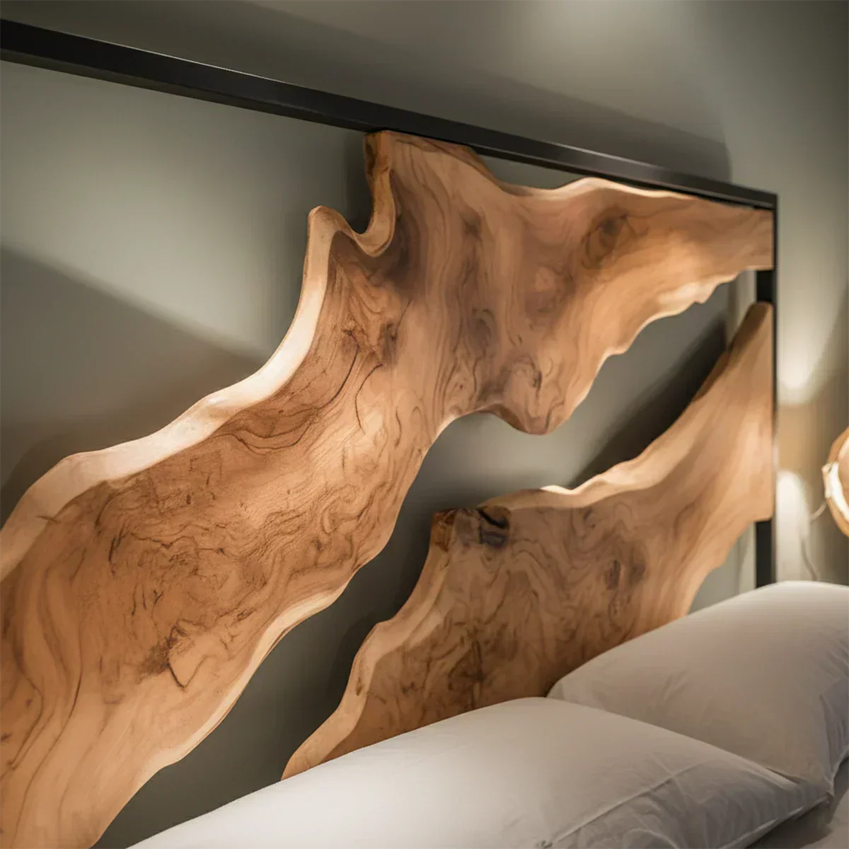 Live Edge Solid Wood Headboard – Sculptural Natural Form - Rustirawood