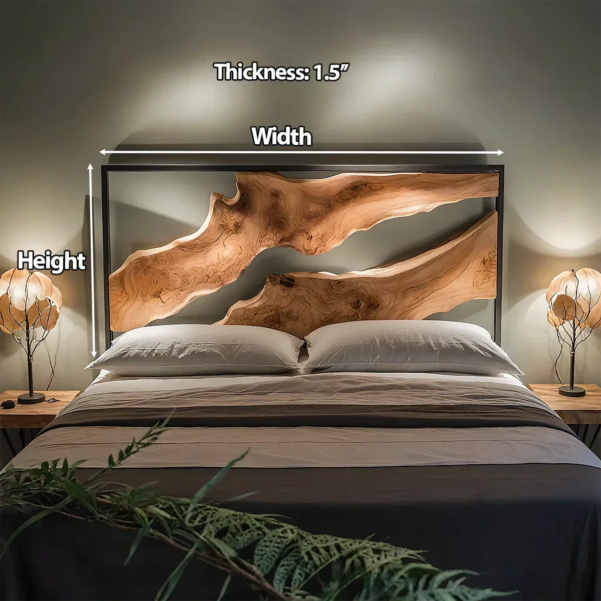 Live Edge Solid Wood Headboard – Sculptural Natural Form - Rustirawood