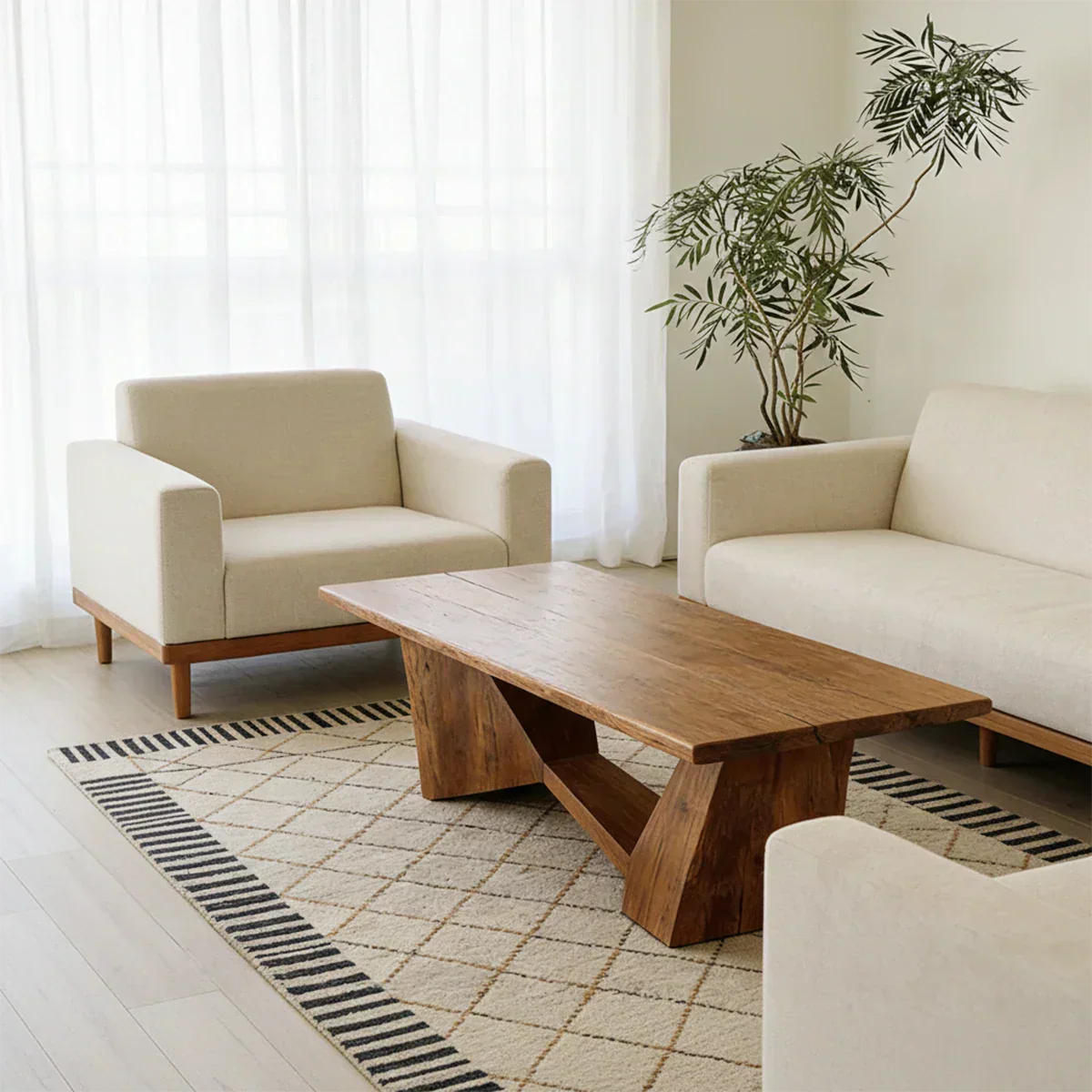 Minimalist Solid Wood Coffee Table – Natural Wood Slab Coffee Table - Rustirawood