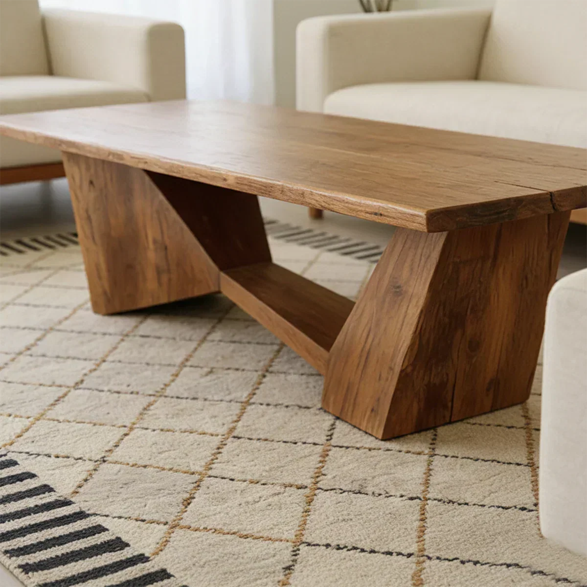 Minimalist Solid Wood Coffee Table – Natural Wood Slab Coffee Table - Rustirawood