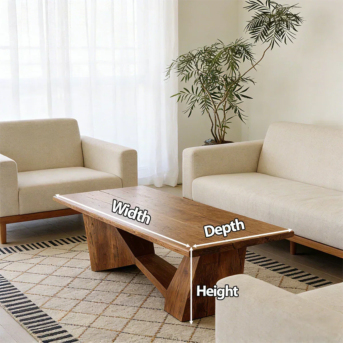 Minimalist Solid Wood Coffee Table – Natural Wood Slab Coffee Table - Rustirawood