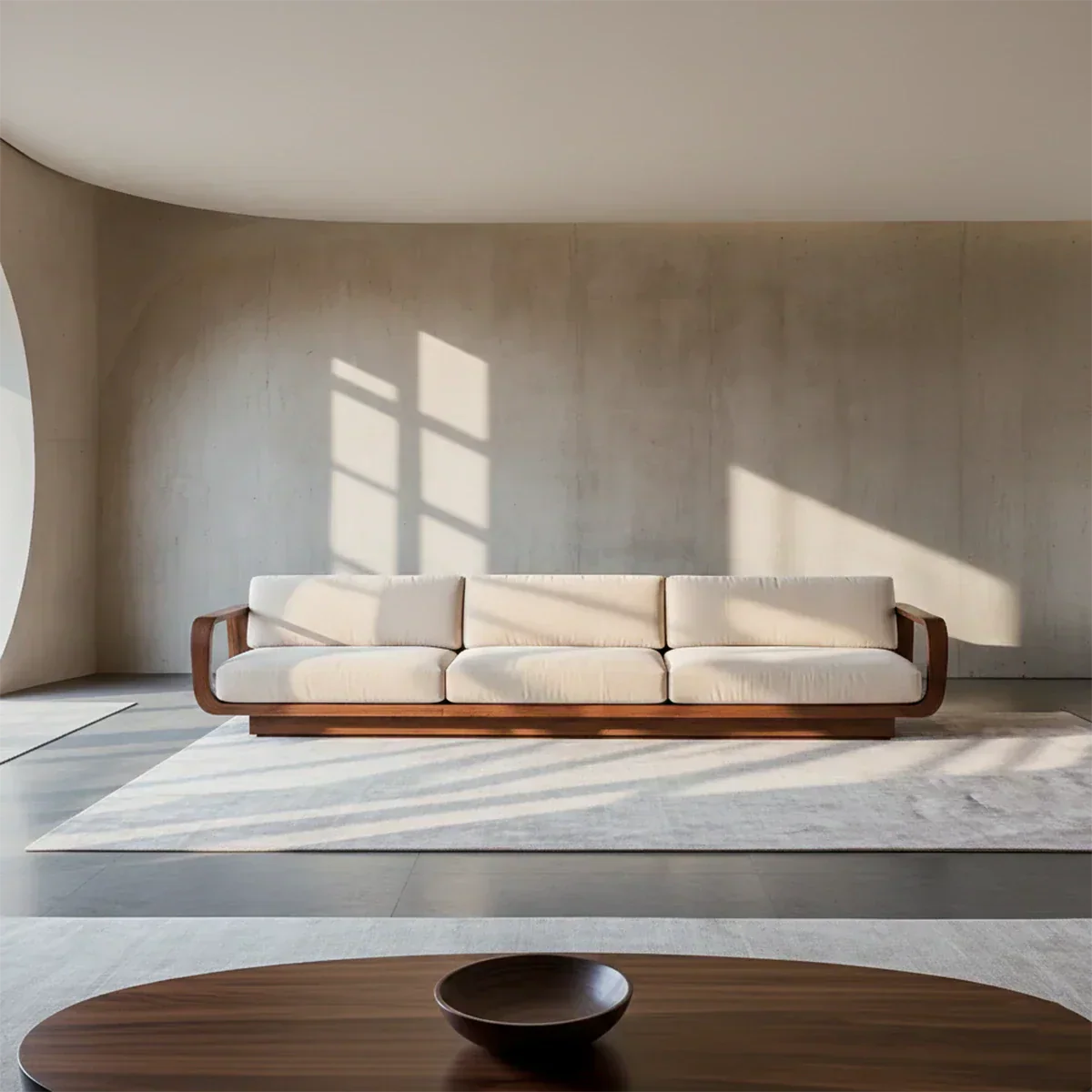 Modern Extra-Long Cotton Sofa with Solid Wood Frame - Rustirawood