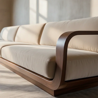 Modern Extra-Long Cotton Sofa with Solid Wood Frame - Rustirawood