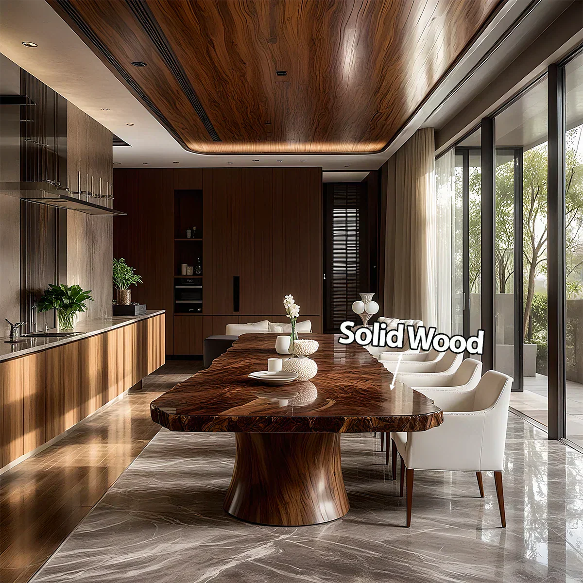 Natural Solid Wood Dining Table in Contemporary Luxury Style - Rustirawood