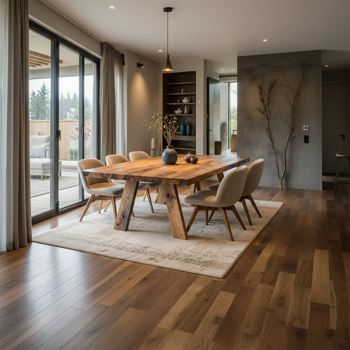 Natural Solid Wood Dining Table in Rustic Luxury Style – A Warm, Handcrafted Centerpiece - Rustirawood 