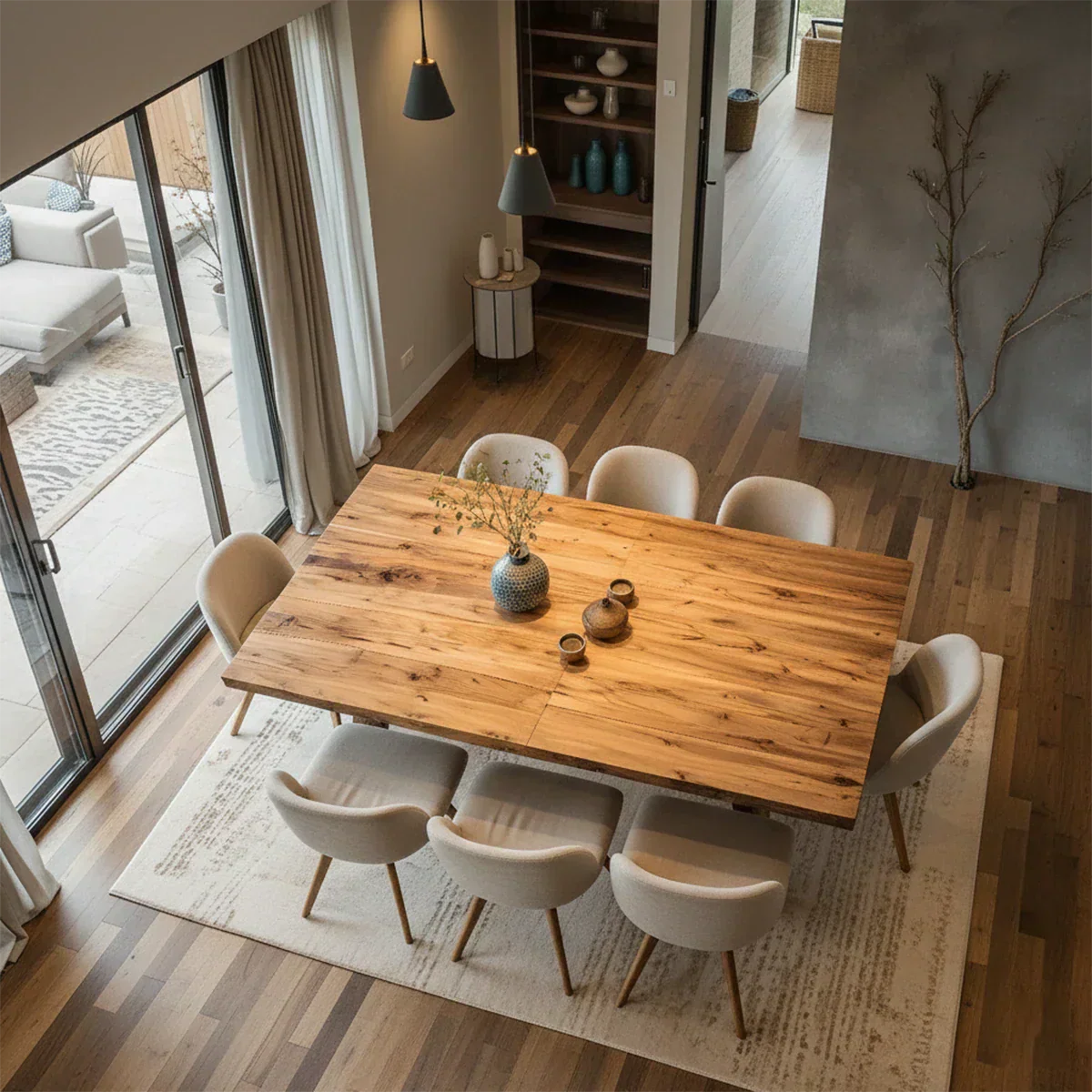 Natural Solid Wood Dining Table in Rustic Luxury Style – A Warm, Handcrafted Centerpiece - Rustirawood 