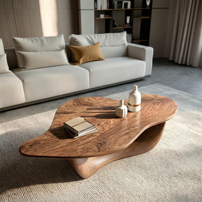 Organic Loop Sculptural Coffee Table in Natural Solid Wood - Rustirawood