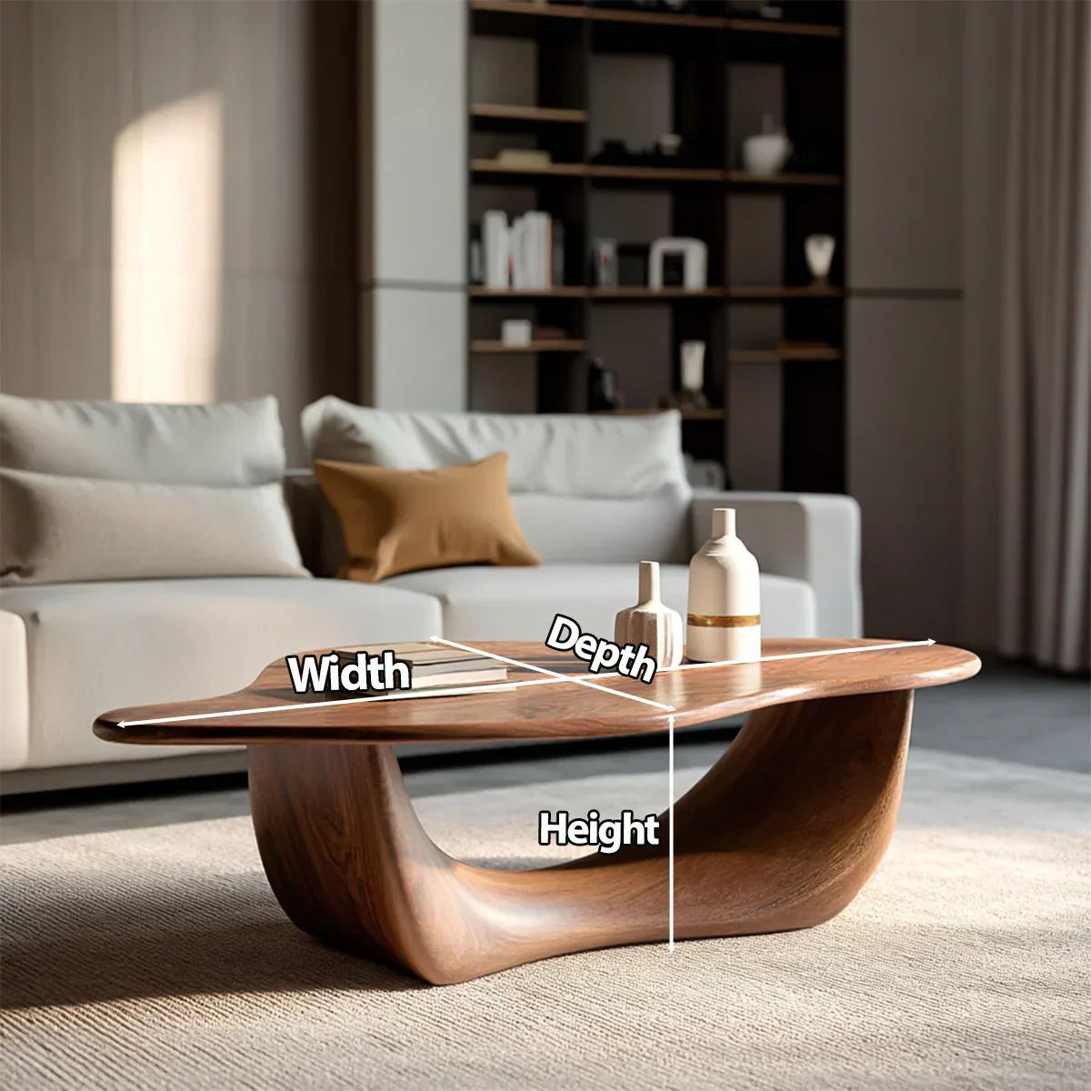 Organic Loop Sculptural Coffee Table in Natural Solid Wood - Rustirawood