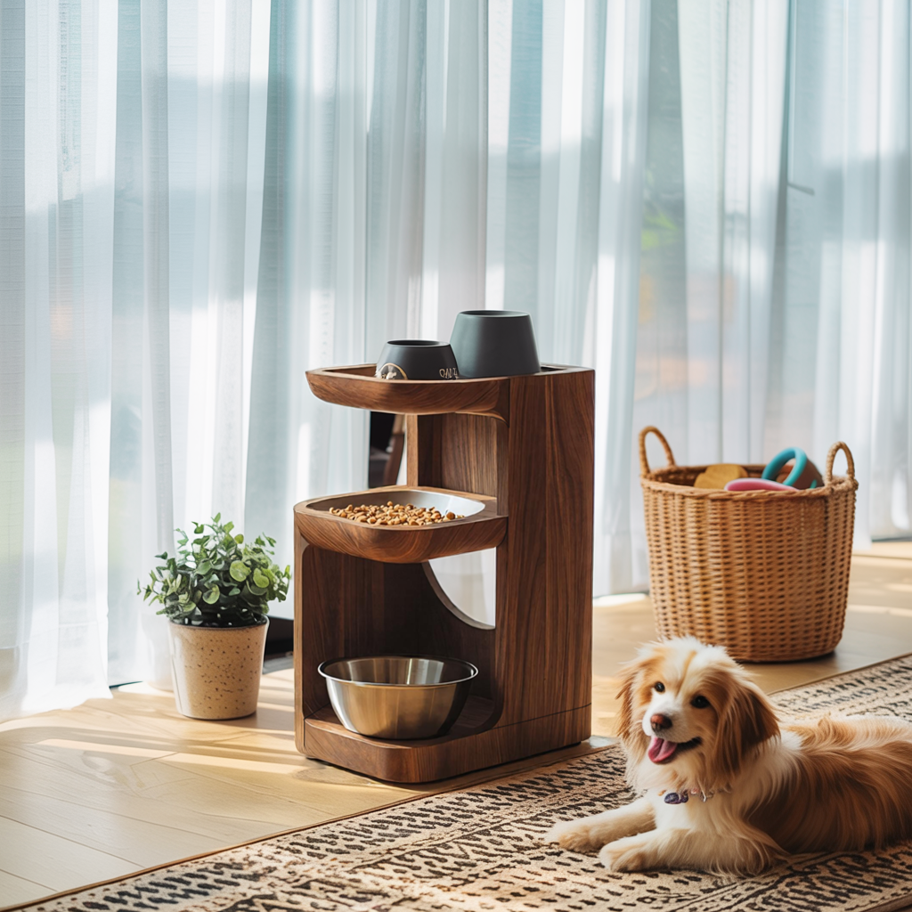 Farmhouse Wooden Dog Bowl Holder For Pet Feeding
