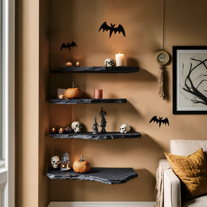 Mid Century Solid Wood Shelf For Furniture Decor And Halloween Wall Display