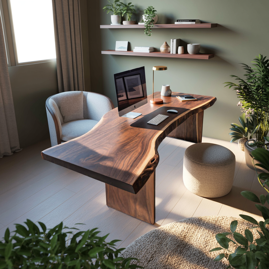 Modern Organic Curved Office Desk For Executive Or Creative Workspace