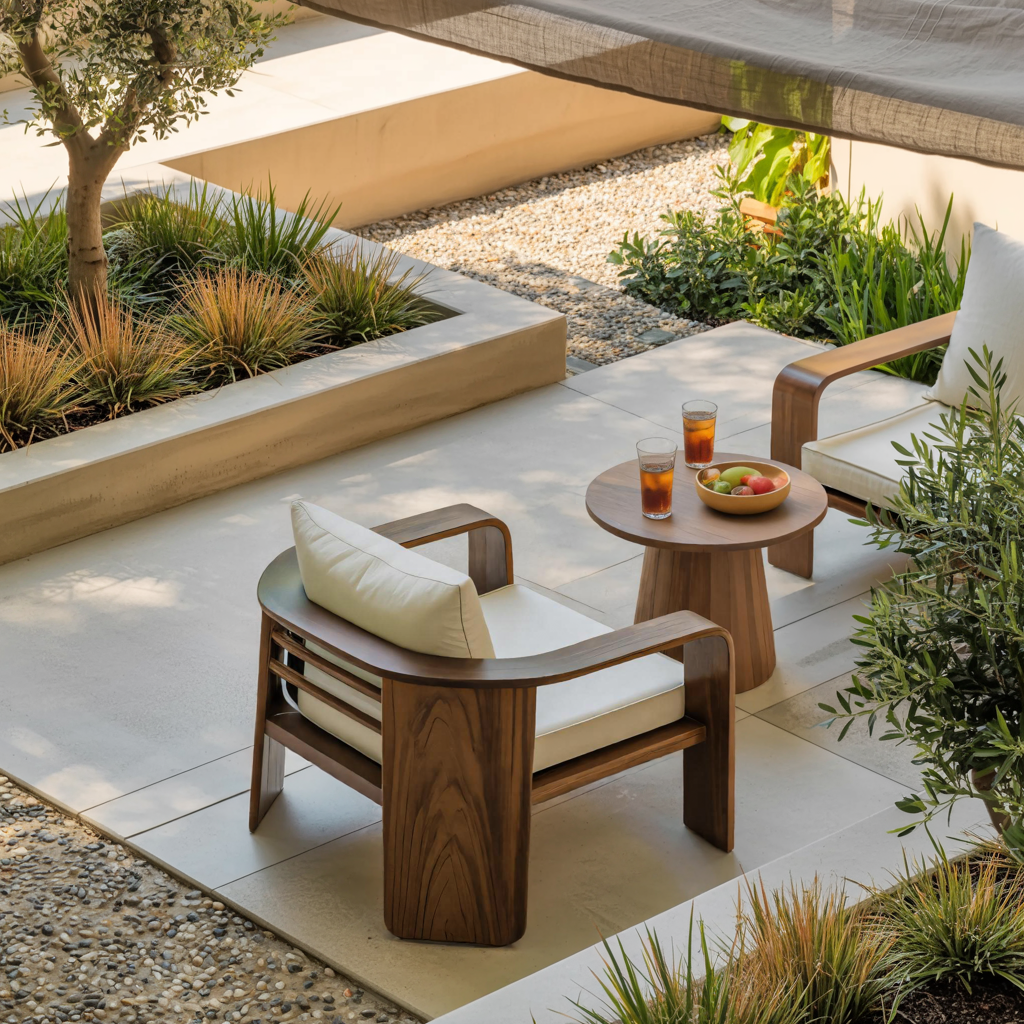 Modern Outdoor Wood Lounge Chair For Patio Or Garden