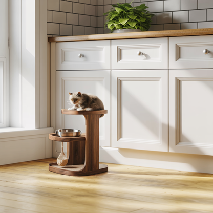 Handmade Pet Food Stand With Wooden Dog Bowl