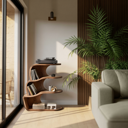 Farmhouse Wooden Record Player Cabinet For Entryway