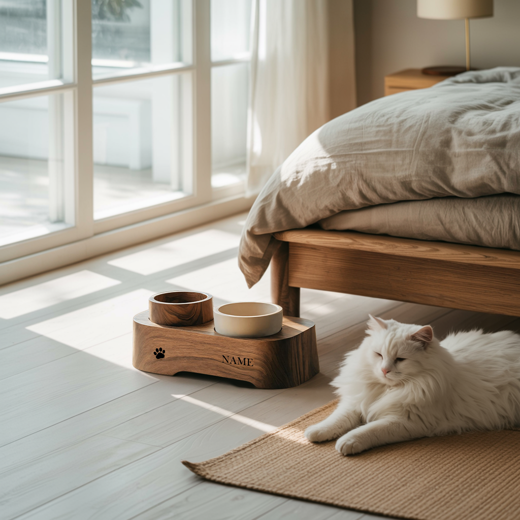 Farmhouse Feeding Stand For Kitchen Pet Corner