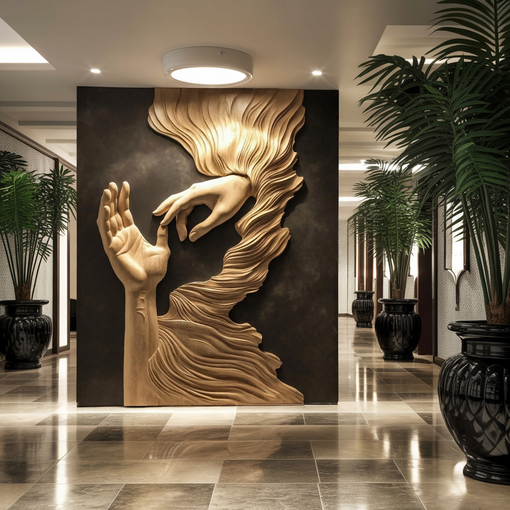 Mid Century Wood Wall Sculpture For Bedroom Accent Wall