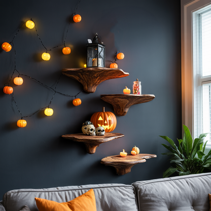 Modern Wooden Mushroom Shelf Halloween Furniture Decoration