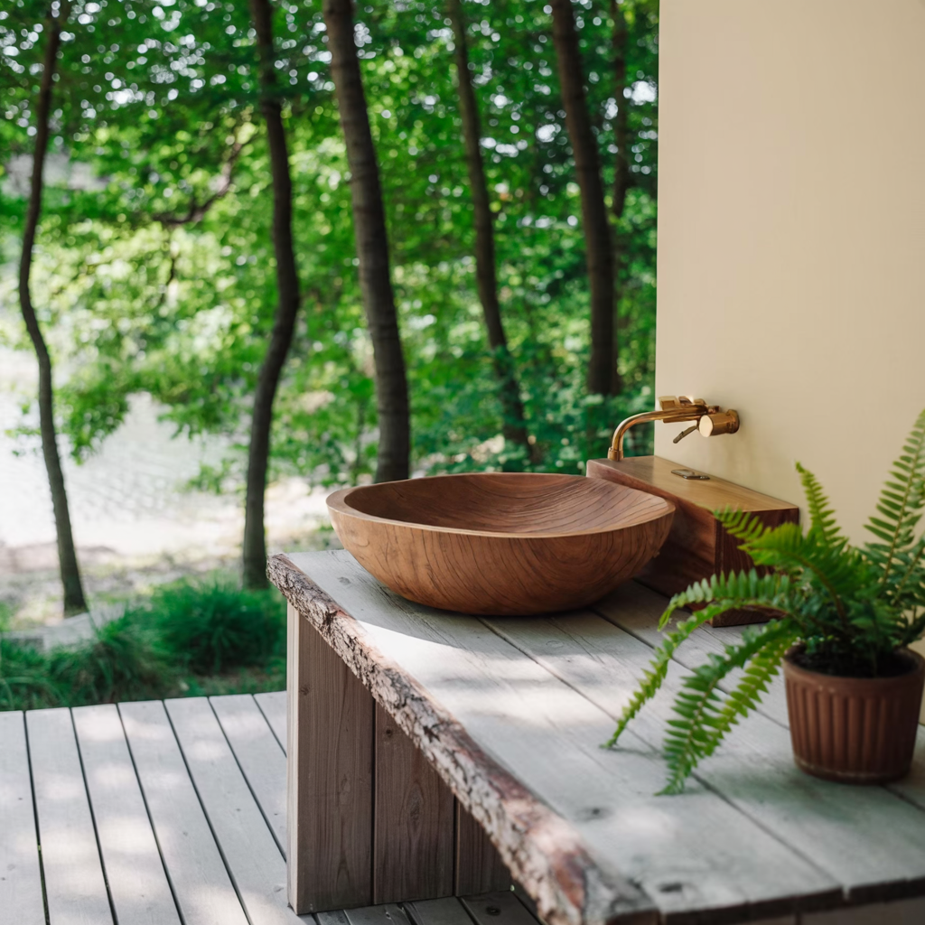 Rustic Wood Wash Basin For Cozy Bathroom Vanity Decor