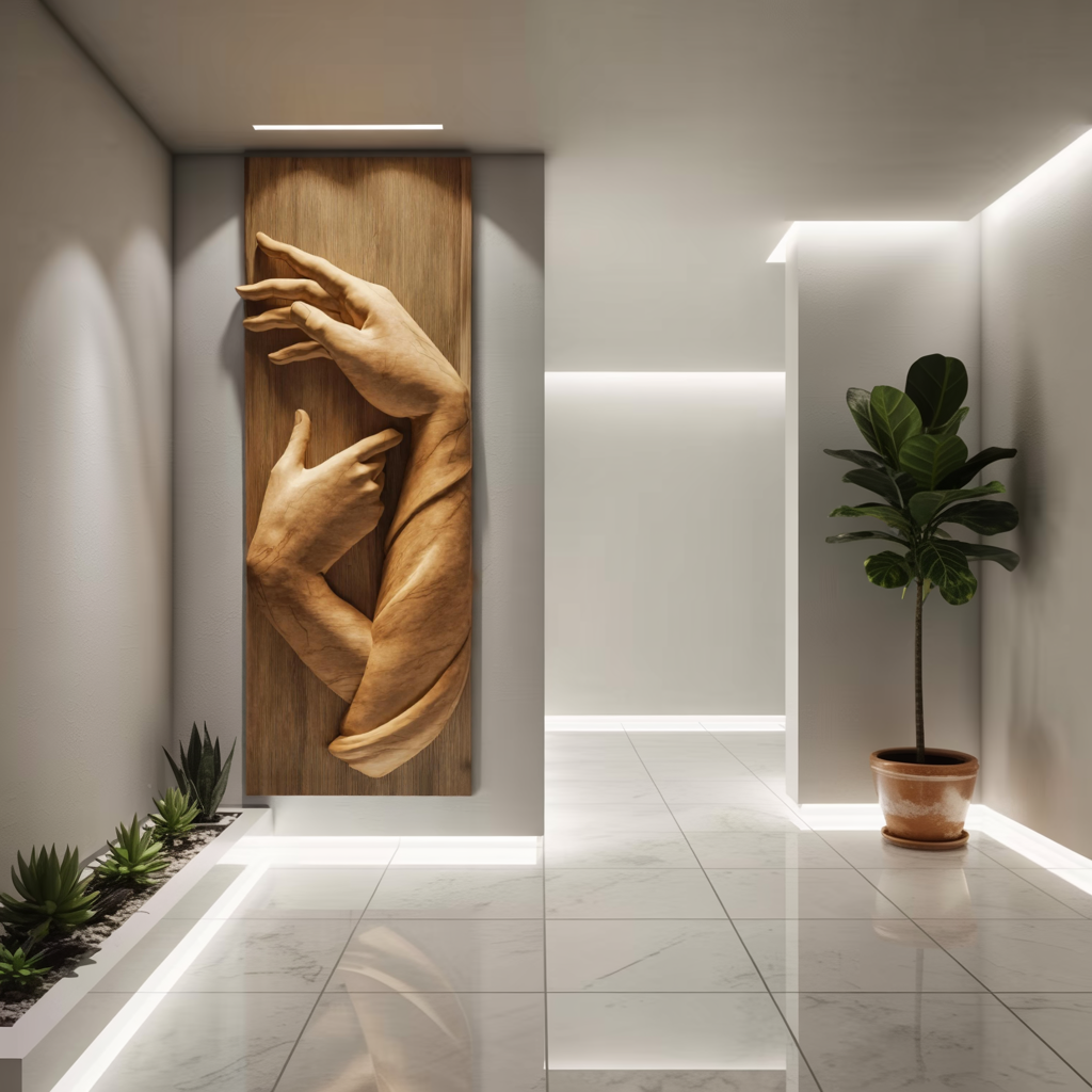 Handcrafted 3D Wood Wall Art For Furniture Accent Wall