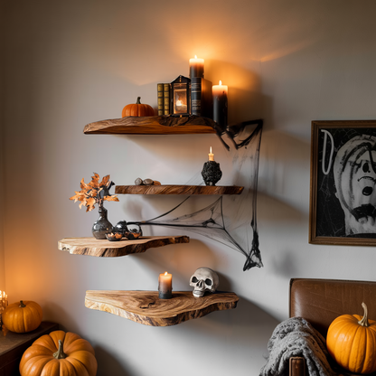 Farmhouse Wooden Floating Shelf For Furniture Decor Country Halloween Style