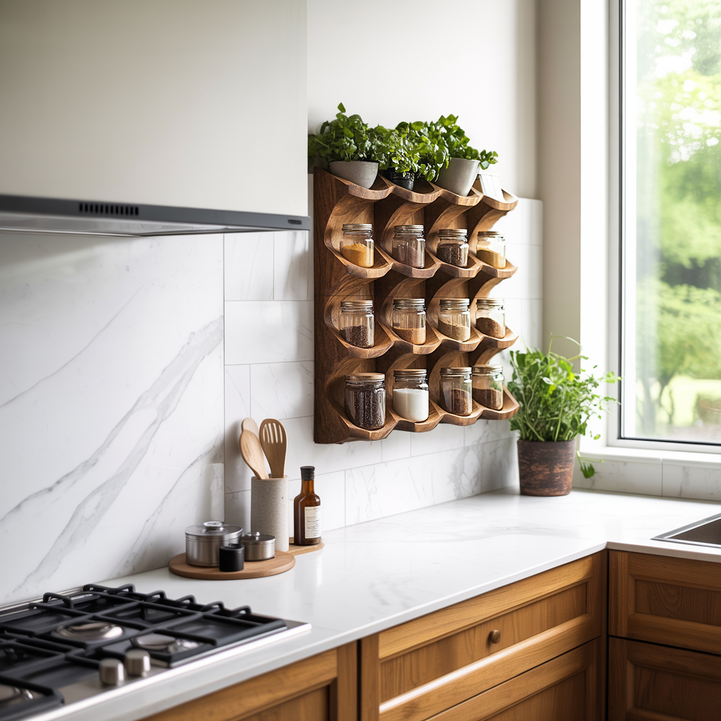 Wooden Kitchen Cabinet Organizer Rustic Style Decor