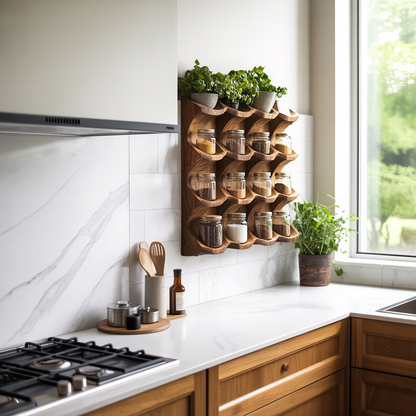 Wooden Kitchen Cabinet Organizer Rustic Style Decor