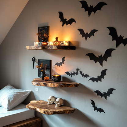 Handcrafted Solid Floating Shelf For Bedroom Unique Halloween Accent