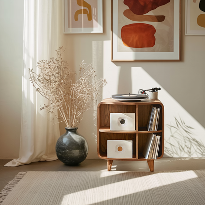 Mid Century Record Stand With Storage For Livingroom