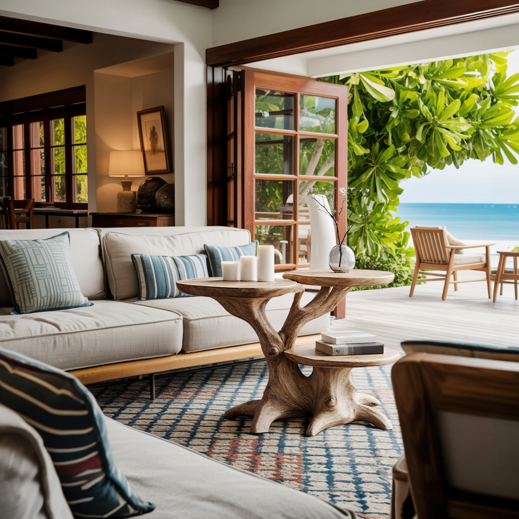 Handcrafted Live Edge End Table For Living Room